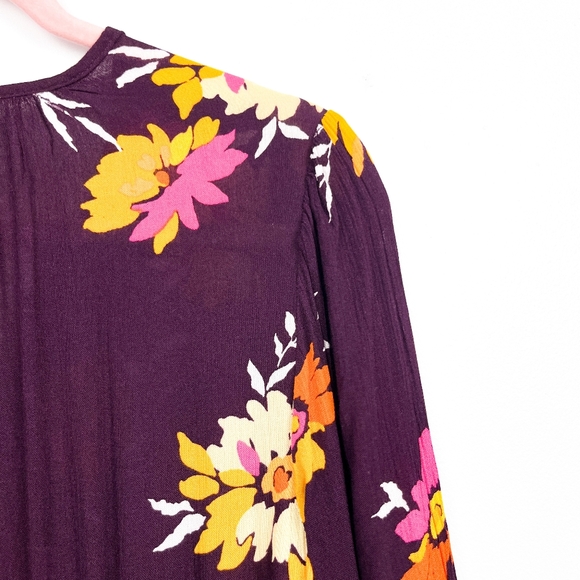 NWT Gap Purple & Yellow Floral Long Sleeve Maxi Dress - Picture 8 of 11